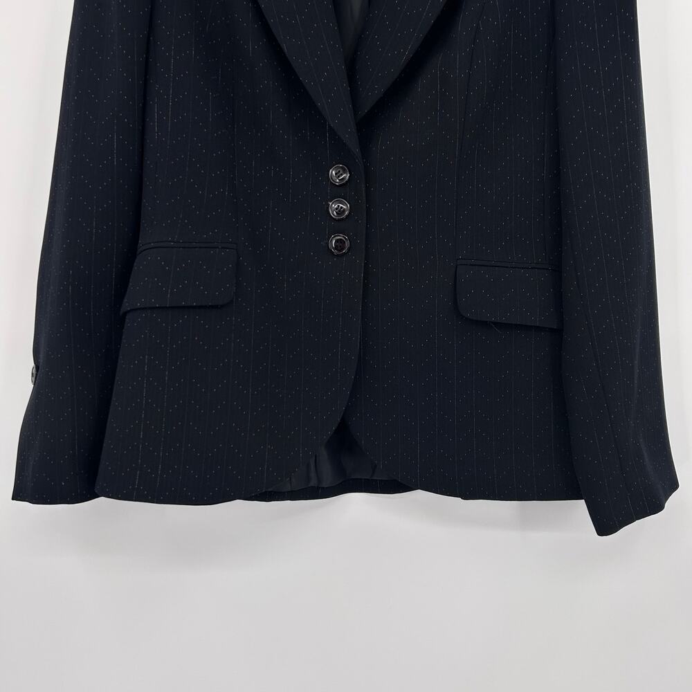 Travis Ayers Women's Black Pink Pinstripe 3 Button Career Blazer Jacket Size 10 - Picture 5 of 12